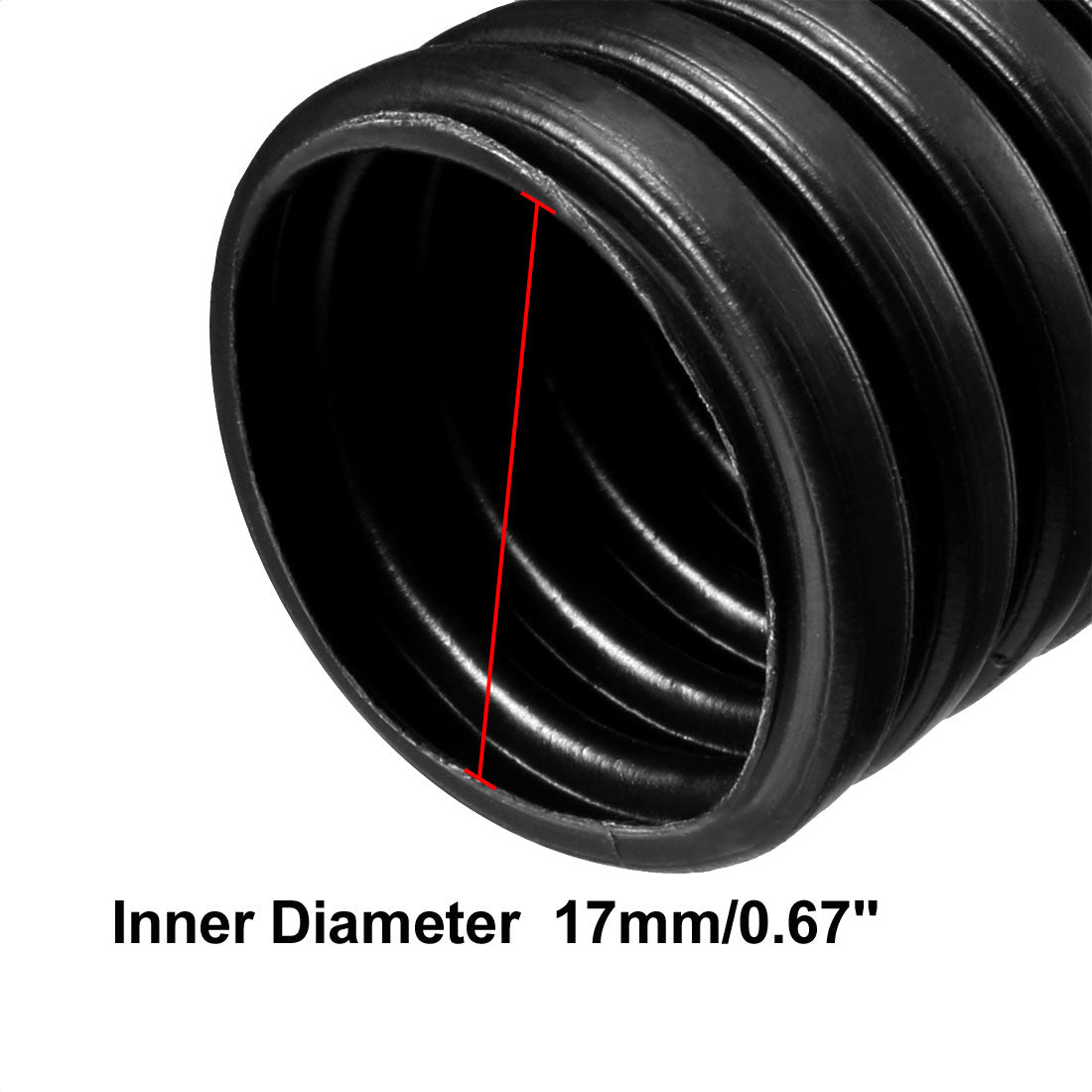 Harfington 17 M 17 x 21.2 mm PP Flexible Corrugated Conduit Tube for Garden,Office Black