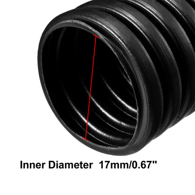 Harfington 17 M 17 x 21.2 mm PP Flexible Corrugated Conduit Tube for Garden,Office Black