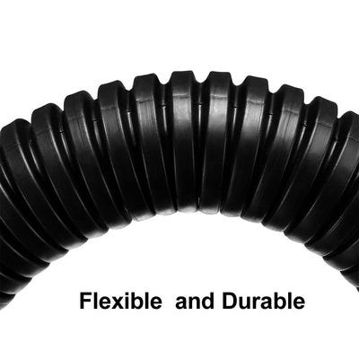 Harfington 17 M 17 x 21.2 mm PP Flexible Corrugated Conduit Tube for Garden,Office Black