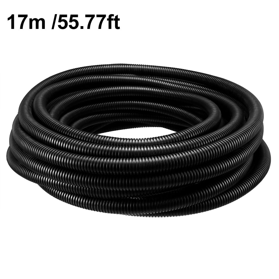 Harfington 17 M 17 x 21.2 mm PP Flexible Corrugated Conduit Tube for Garden,Office Black