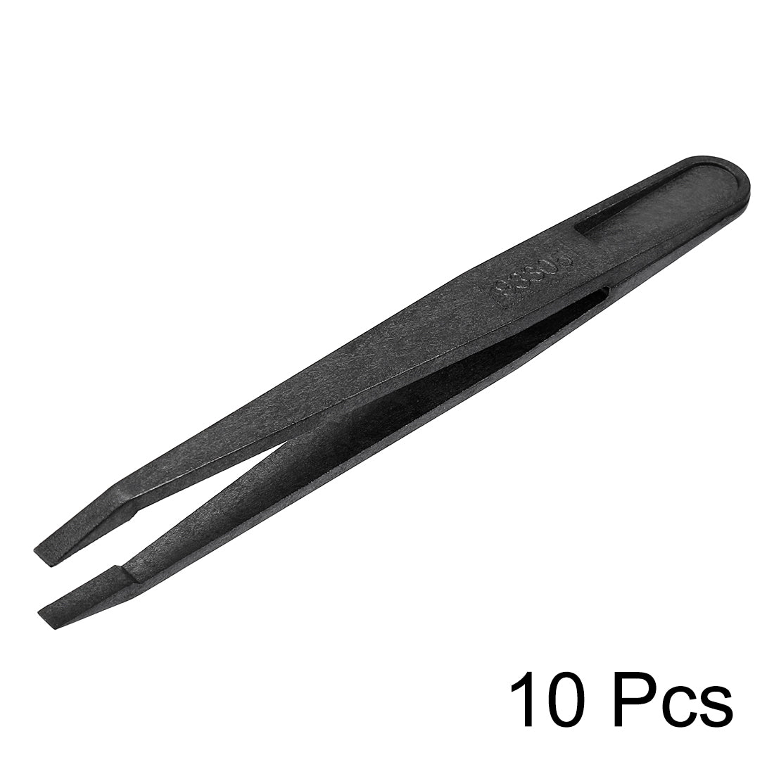Harfington 93305 Black Plastic Slant Tip Anti-static Tweezers 4.7 Inch Length 10pcs 93305