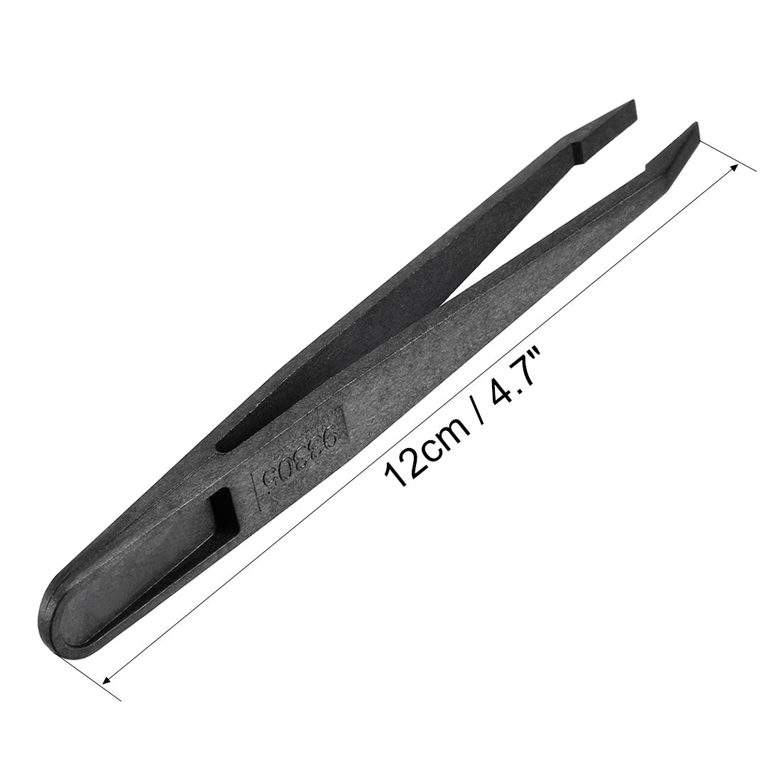 Harfington 93305 Black Plastic Slant Tip Anti-static Tweezers 4.7 Inch Length 10pcs 93305