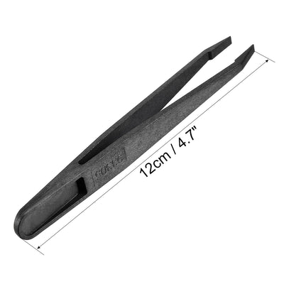 Harfington 93305 Black Plastic Slant Tip Anti-static Tweezers 4.7 Inch Length 10pcs 93305