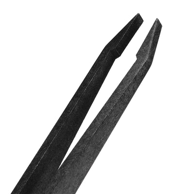 Harfington 93305 Black Plastic Slant Tip Anti-static Tweezers 4.7 Inch Length 10pcs 93305