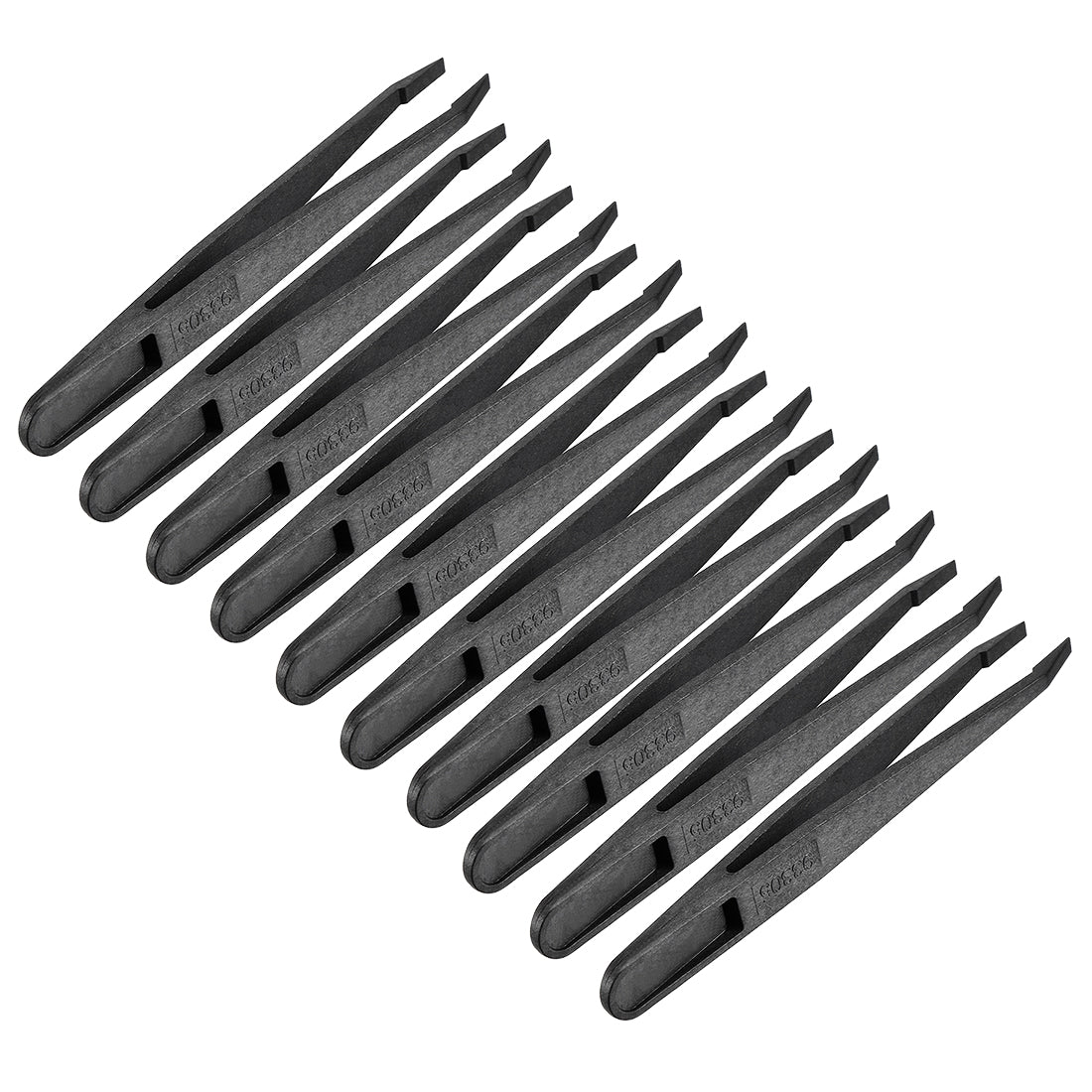 Harfington 93305 Black Plastic Slant Tip Anti-static Tweezers 4.7 Inch Length 10pcs 93305