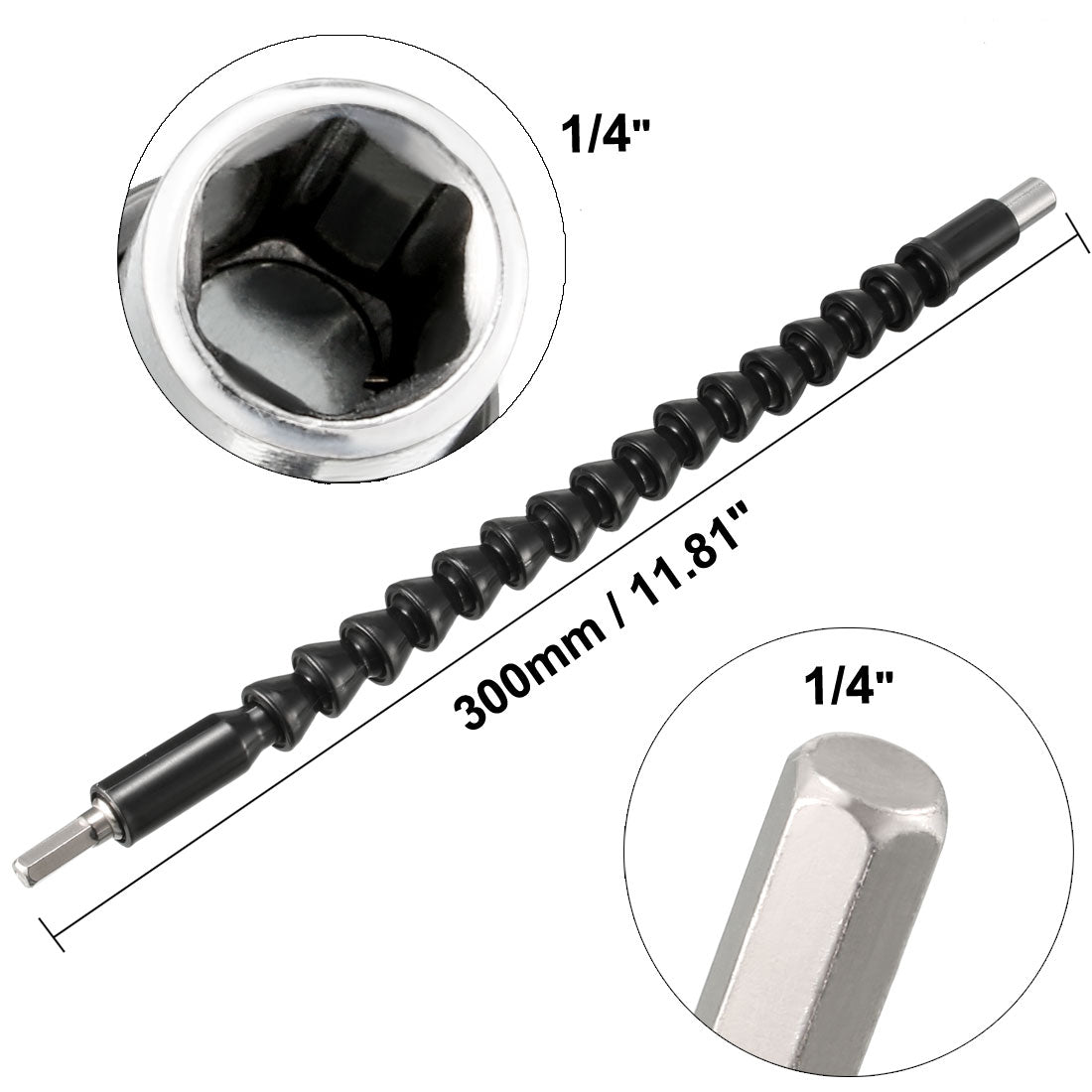 Harfington 1/4-inch Drive Flexible Extension Bar Magnetic Socket Flex Drill Adaptor