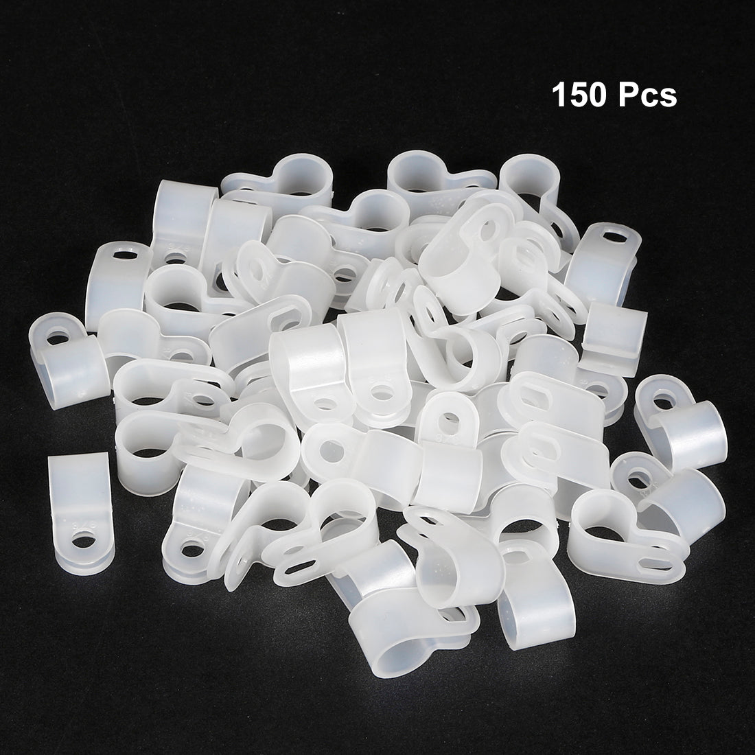 Harfington 150Pcs Nylon R-type Cable Clamp Organizer Cord Clips for Wire Management 9.5mm CC-2