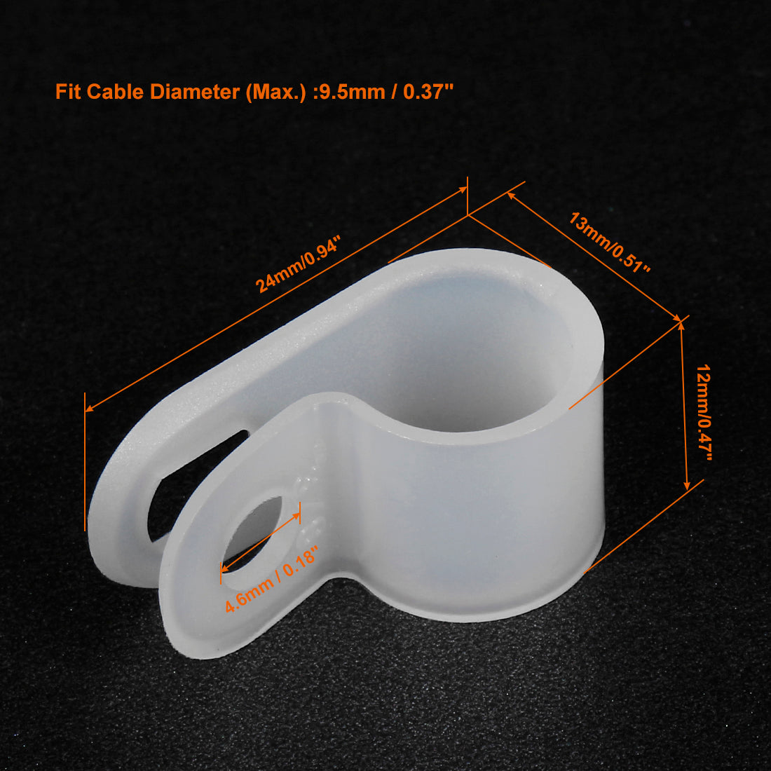 Harfington 150Pcs Nylon R-type Cable Clamp Organizer Cord Clips for Wire Management 9.5mm CC-2