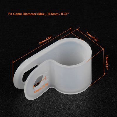 Harfington 150Pcs Nylon R-type Cable Clamp Organizer Cord Clips for Wire Management 9.5mm CC-2