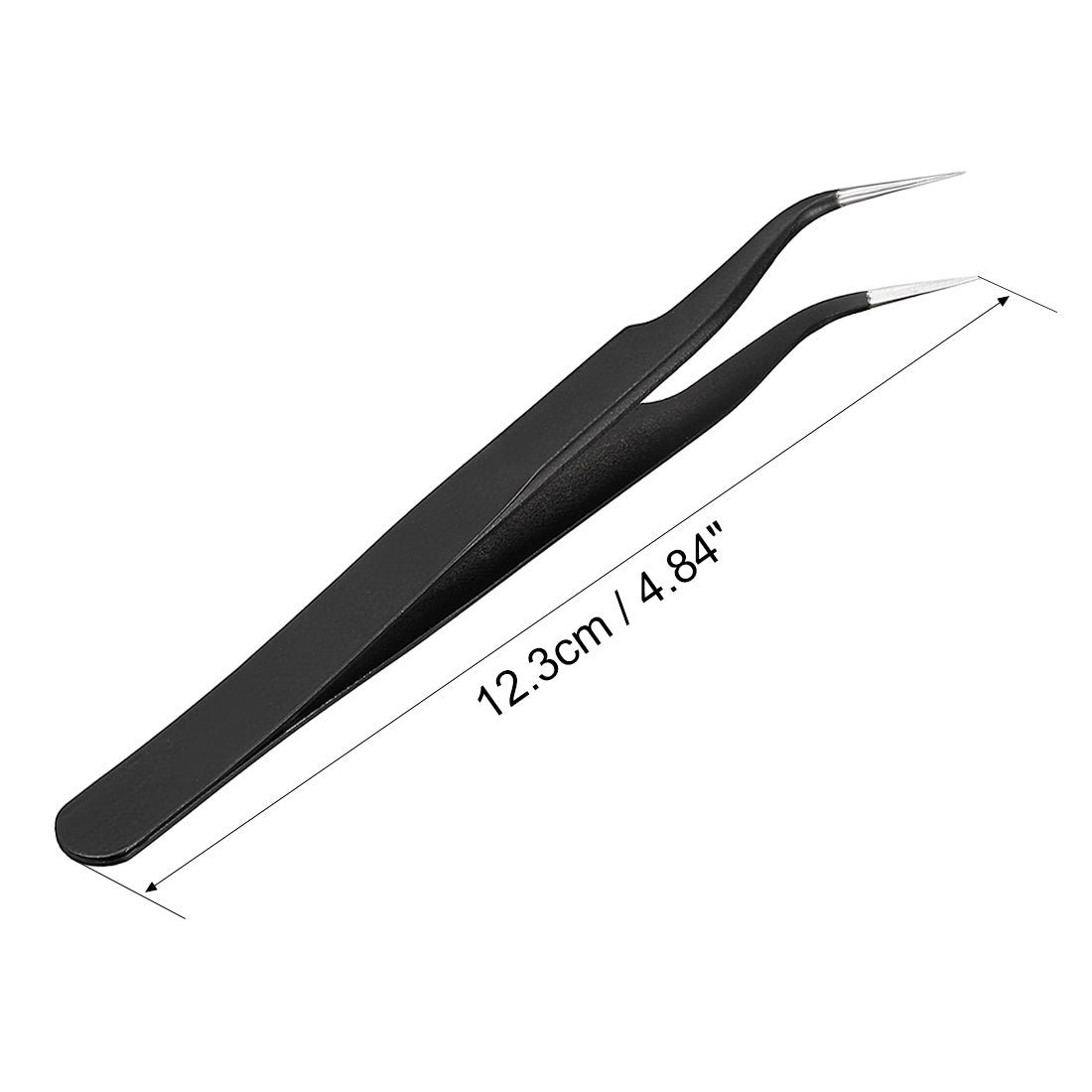 Harfington ESD Anti-static Stainless Steel Tweezers Curved Pointed Non-magnetic Tip 4.84 Inch Length