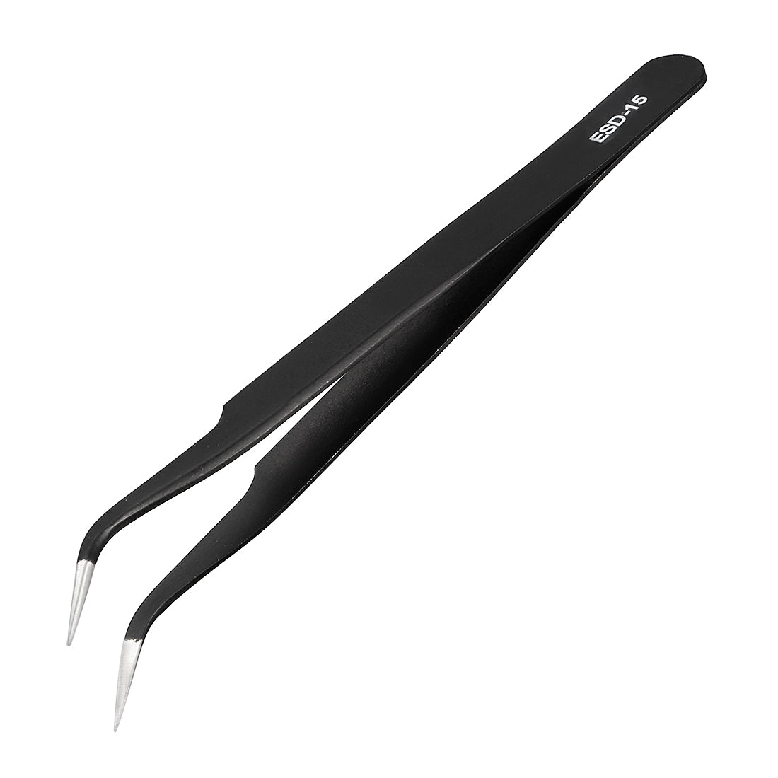 Harfington ESD Anti-static Stainless Steel Tweezers Curved Pointed Non-magnetic Tip 4.84 Inch Length