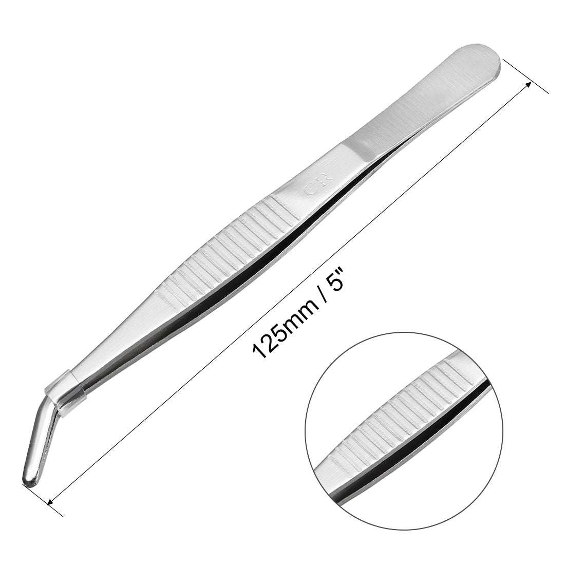 Harfington 5 Pcs 5-Inch Stainless Steel Tweezers with Curved Serrated Tip