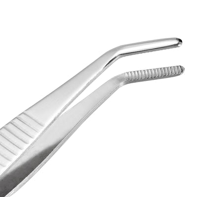 Harfington 5 Pcs 5-Inch Stainless Steel Tweezers with Curved Serrated Tip