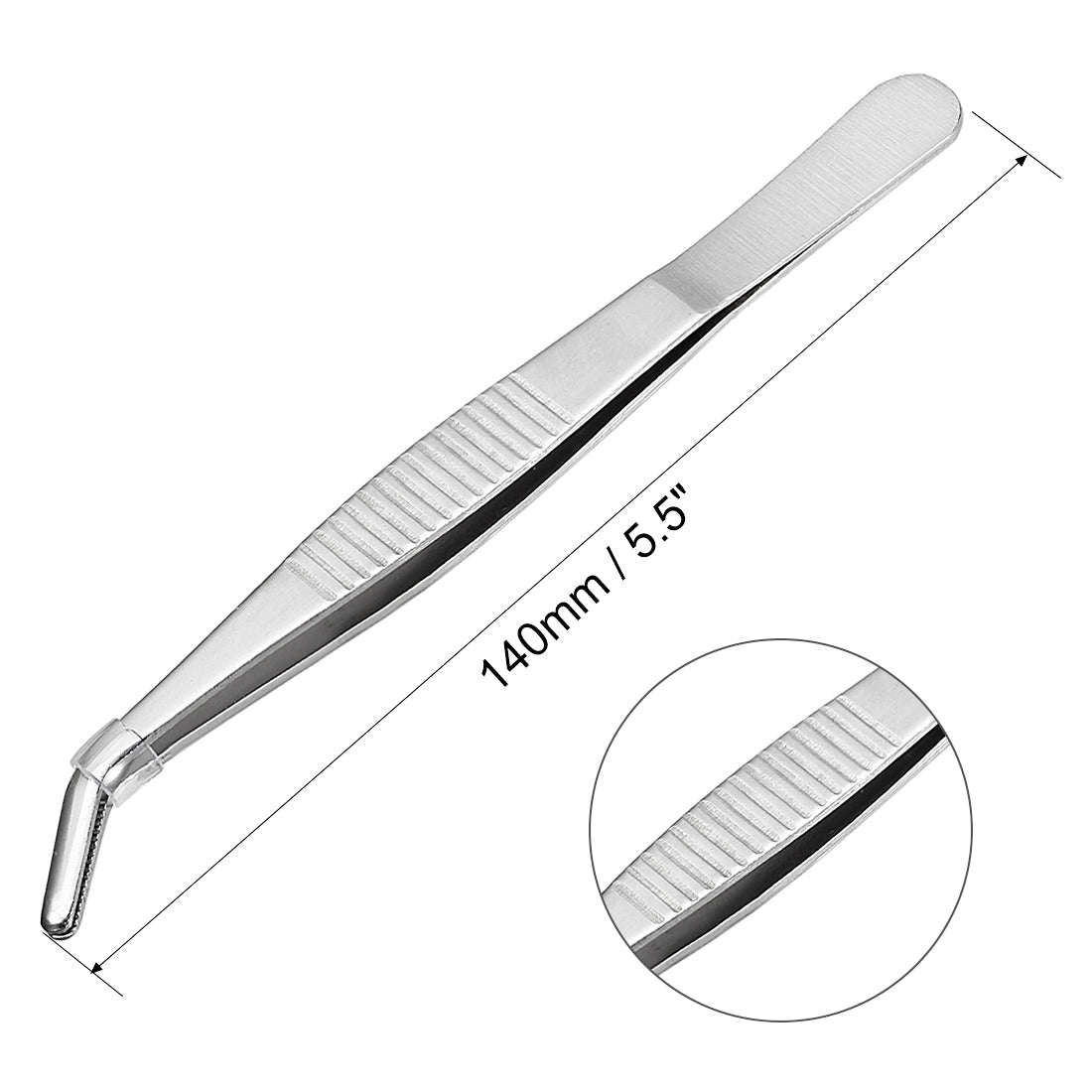 Harfington 2 Pcs 5.5-Inch 430 Stainless Steel Tweezers with Curved Serrated Tip