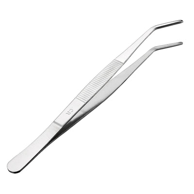 Harfington 8-Inch Stainless Steel Tweezers with Curved Serrated Tip