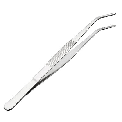 Harfington 10-Inch Stainless Steel Tweezers with Curved Serrated Tip