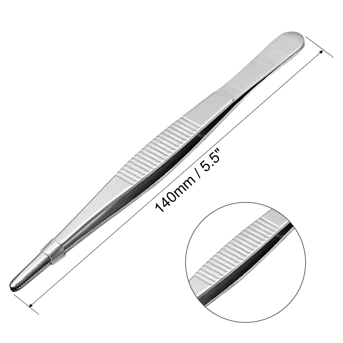 Harfington 2 Pcs 5.5-Inch Stainless Steel Straight Blunt Tweezers with Serrated Tip Polish