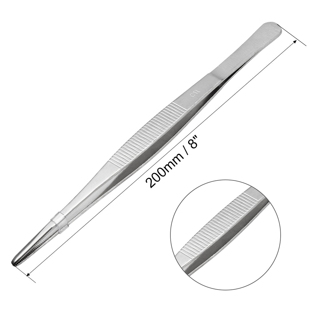 Harfington 2 Pcs 8-Inch Stainless Steel Straight Blunt Tweezers with Serrated Tip