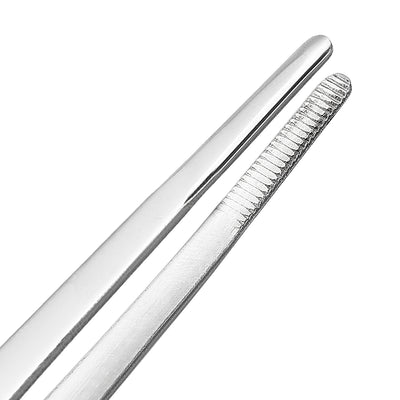 Harfington 2 Pcs 12-Inch Stainless Steel Straight Blunt Tweezers with Serrated Tip