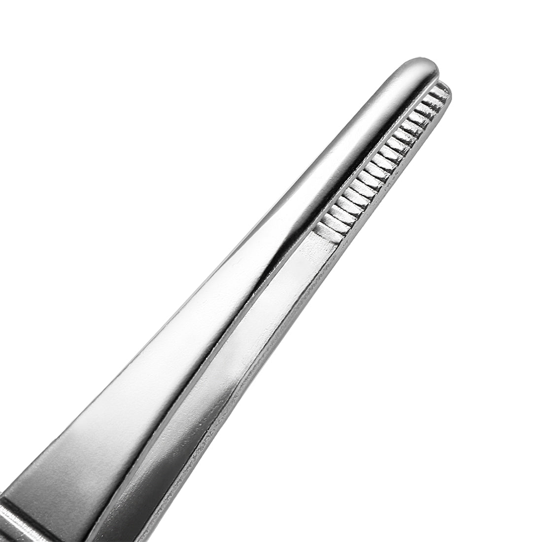 Harfington 1 Pcs 5-Inch Stainless Steel Straight Blunt Tweezers with Serrated Tip