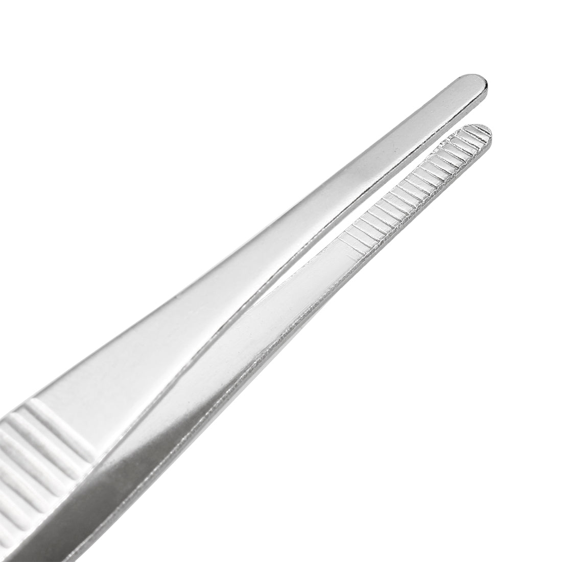 Harfington 2 Pcs Stainless Steel Straight Blunt Tweezers Serrated Tip, 5 Inch