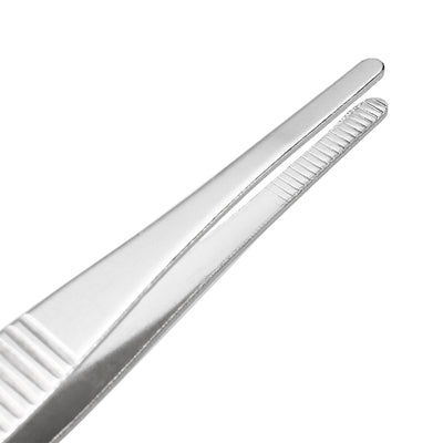 Harfington 2 Pcs Stainless Steel Straight Blunt Tweezers Serrated Tip, 5 Inch