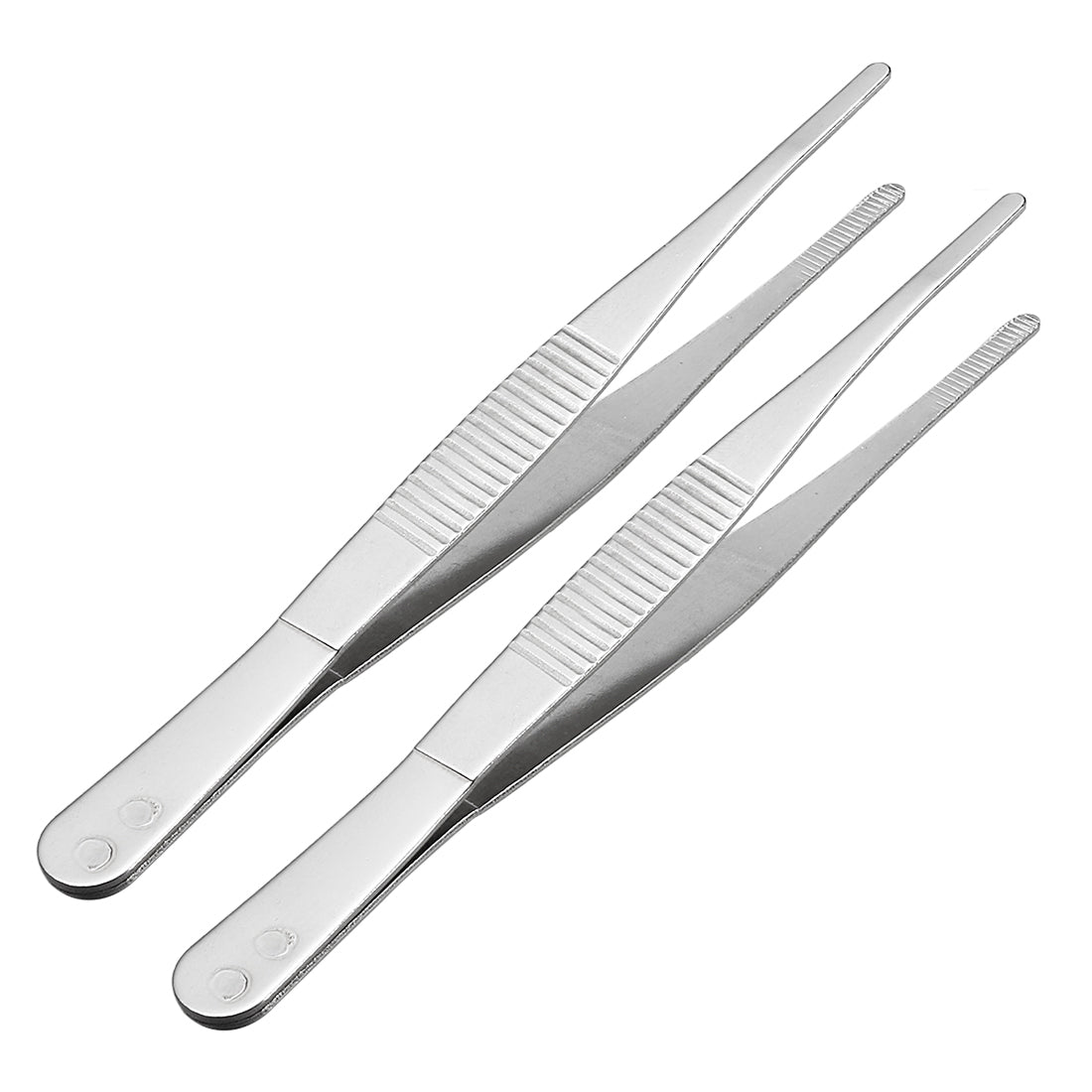 Harfington 2 Pcs Stainless Steel Straight Blunt Tweezers Serrated Tip, 5 Inch