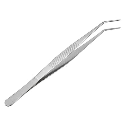 Harfington 10-Inch Stainless Steel Tweezers with Curved Pointed Serrated Tip