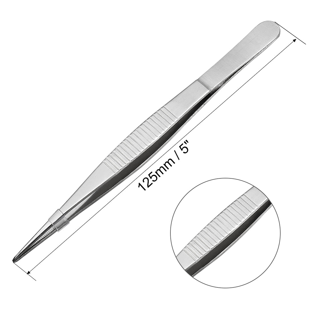 Harfington 5 Pcs 5-Inch Stainless Steel Straight Pointed Tweezers with Serrated Tip