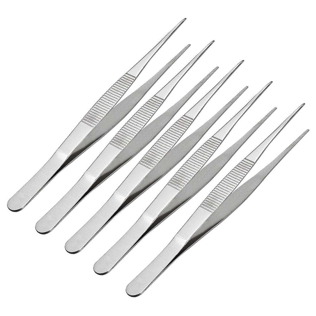 Harfington 5 Pcs 7-Inch Stainless Steel Straight Pointed Tweezers with Serrated Tip