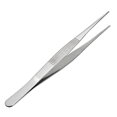 Harfington 7-Inch Stainless Steel Straight Pointed Tweezers with Serrated Tip