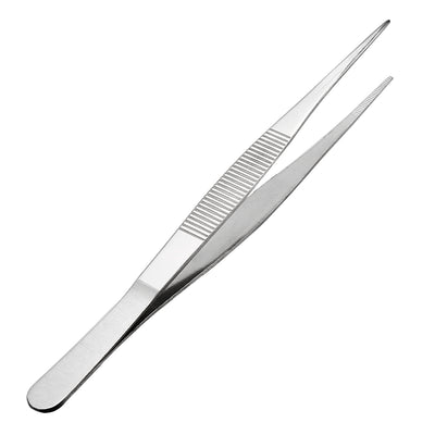 Harfington 8-Inch 430 Stainless Steel Straight Pointed Tweezers with Serrated Tip