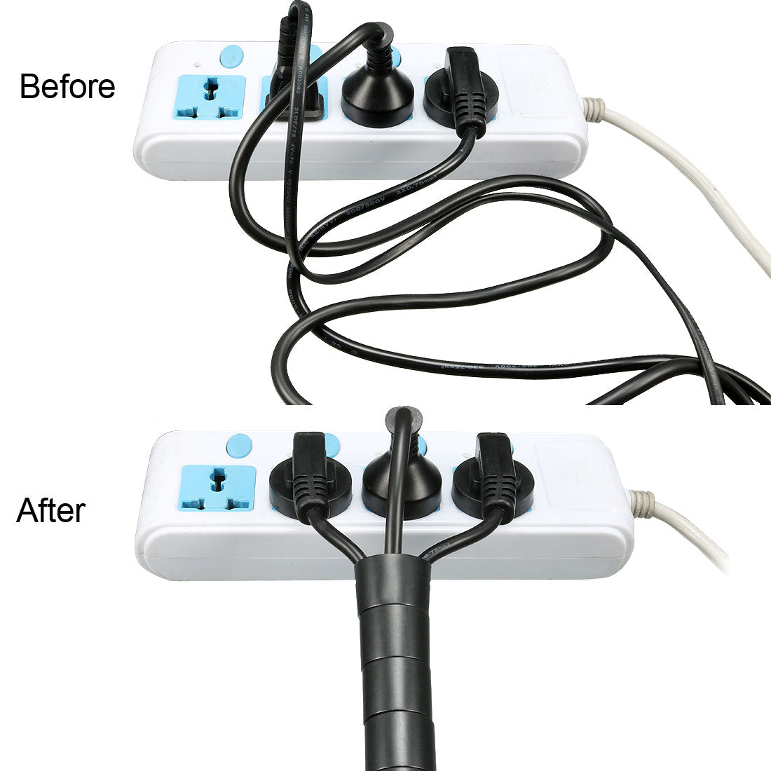 Harfington 14mm Flexible Spiral Tube Cable Wire Wrap Computer Manage Cord Black 4.5-6M