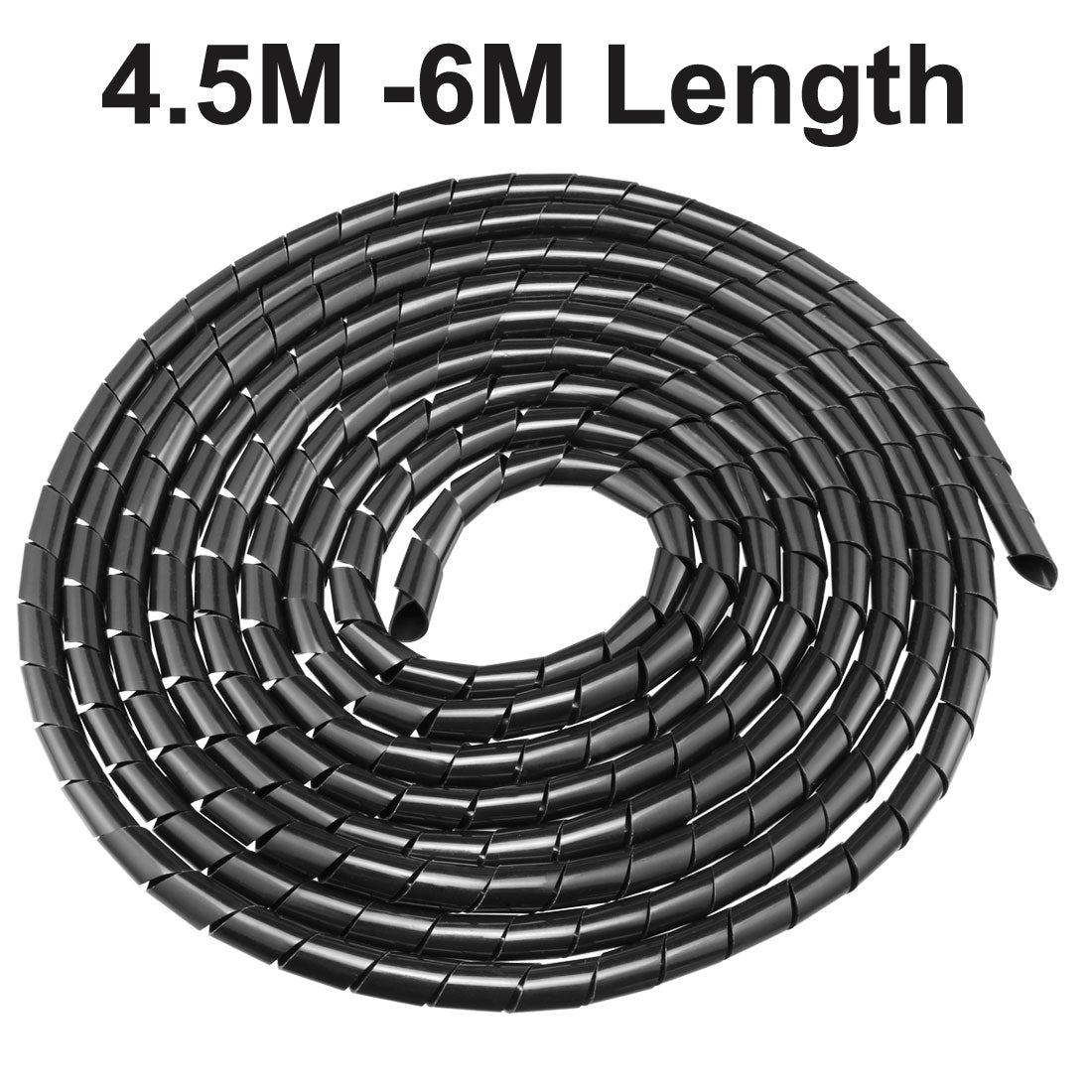 Harfington 14mm Flexible Spiral Tube Cable Wire Wrap Computer Manage Cord Black 4.5-6M