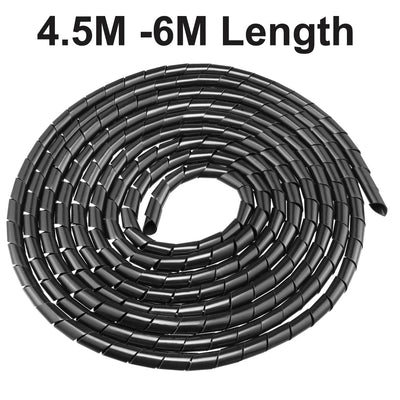 Harfington 14mm Flexible Spiral Tube Cable Wire Wrap Computer Manage Cord Black 4.5-6M