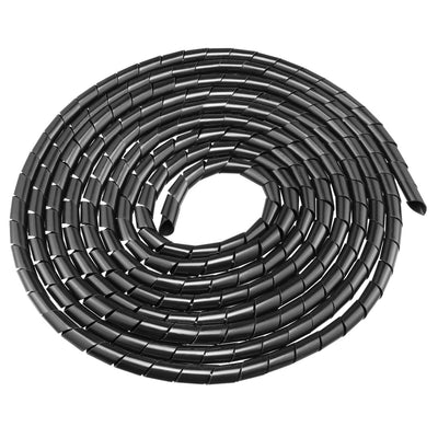 Harfington 14mm Flexible Spiral Tube Cable Wire Wrap Computer Manage Cord Black 4.5-6M