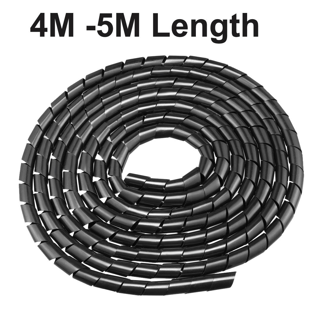 Harfington 16mm Flexible Spiral Tube Cable Wire Wrap Computer Manage Cord Black 4-5M
