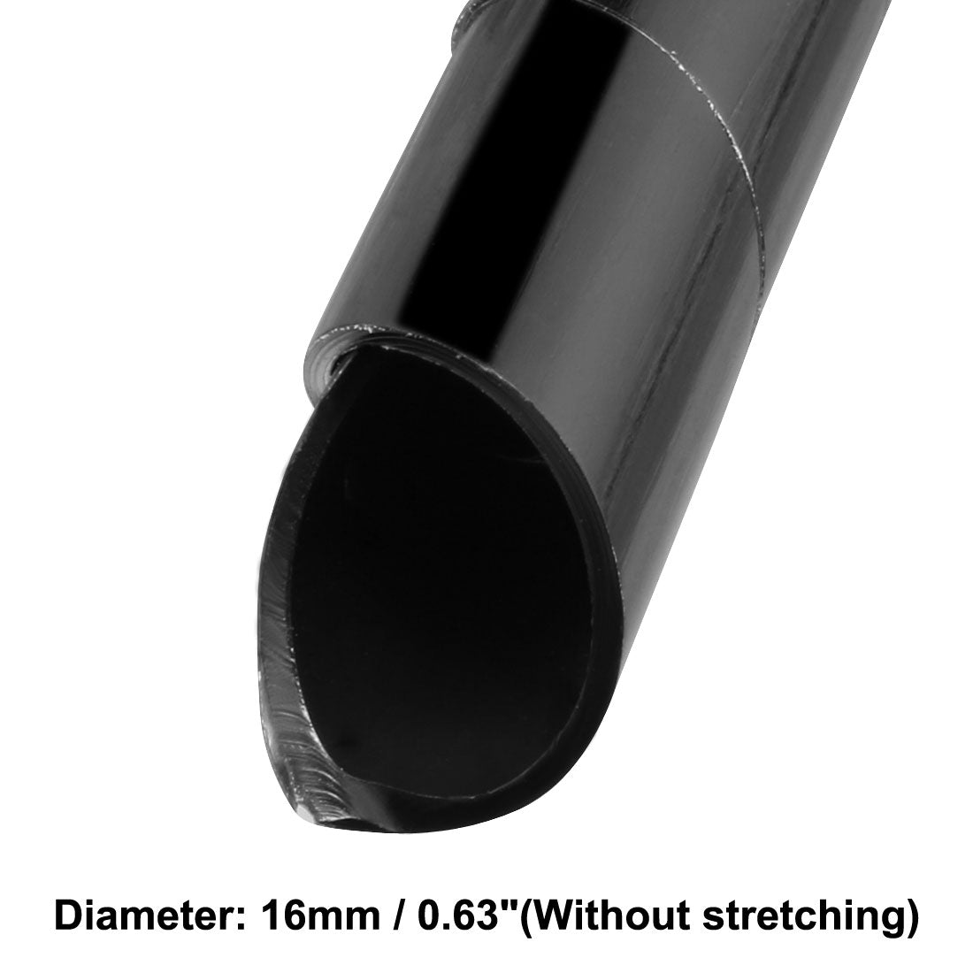 Harfington 16mm Flexible Spiral Tube Cable Wire Wrap Computer Manage Cord Black 4-5M