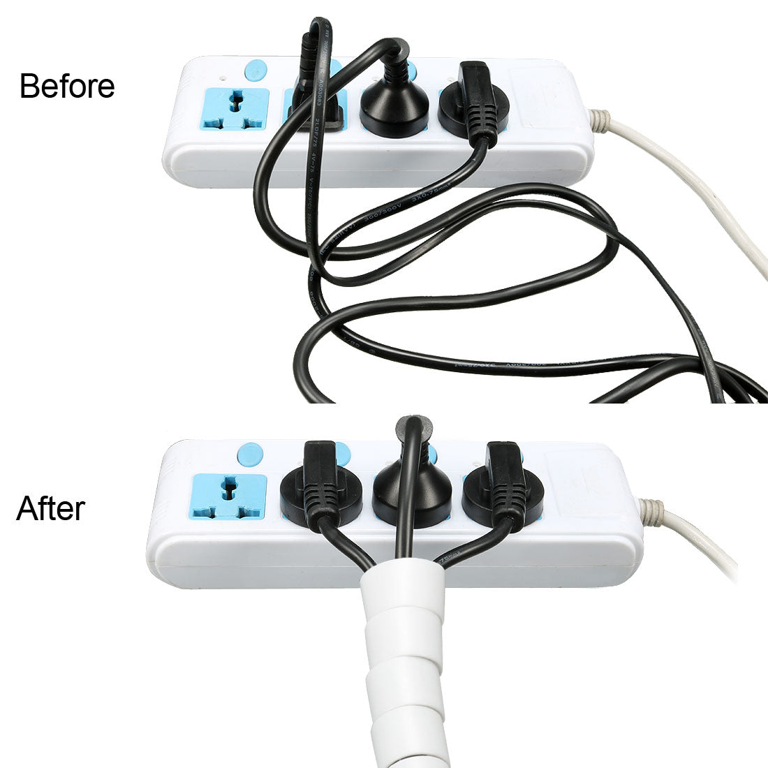 Harfington 15mm Flexible Spiral Tube Cable Wire Wrap Computer Manage Cord White 1M