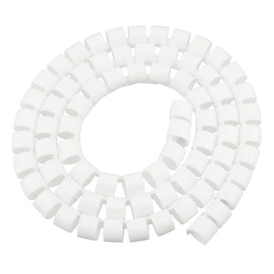 Harfington 15mm Flexible Spiral Tube Cable Wire Wrap Computer Manage Cord White 1M
