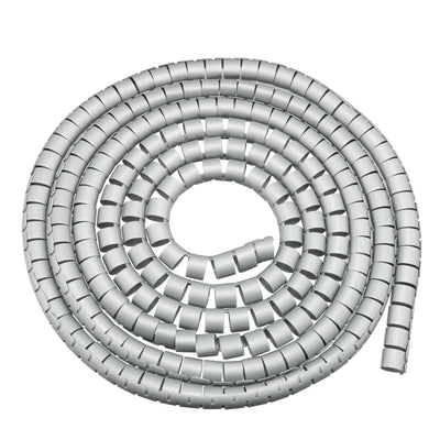 Harfington 15mm Flexible Spiral Tube Cable Wire Wrap Computer Manage Cord Gray 3Meter