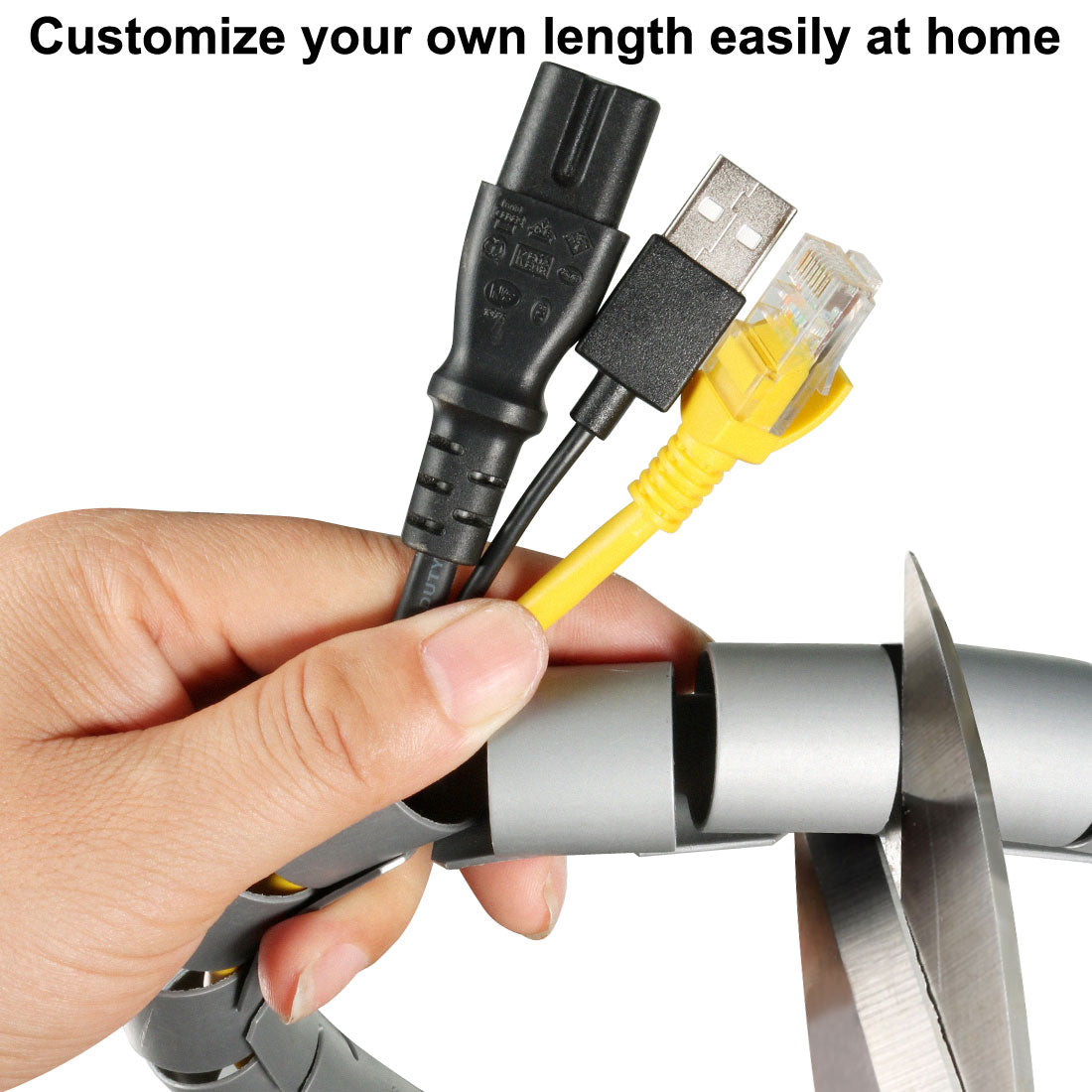 Harfington 15mm Flexible Spiral Tube Cable Wire Wrap Computer Manage Cord Gray 5M