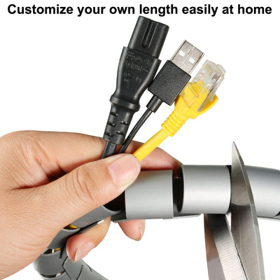 Harfington 15mm Flexible Spiral Tube Cable Wire Wrap Computer Manage Cord Gray 5M