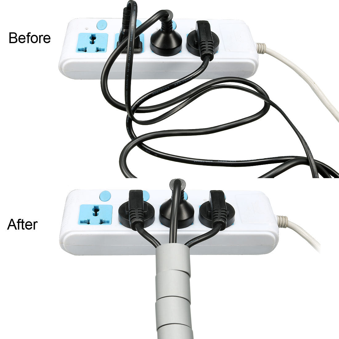 Harfington 15mm Flexible Spiral Tube Cable Wire Wrap Computer Manage Cord Gray 5M