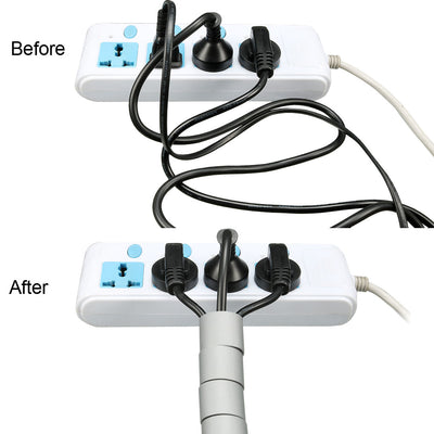 Harfington 15mm Flexible Spiral Tube Cable Wire Wrap Computer Manage Cord Gray 5M