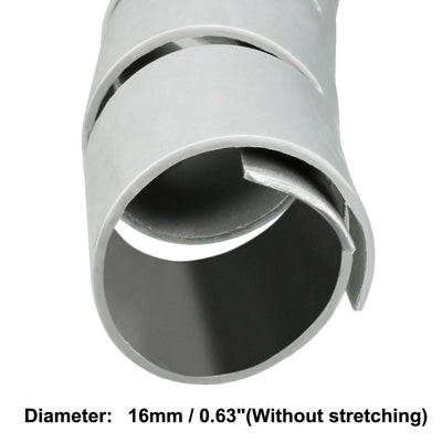 Harfington 15mm Flexible Spiral Tube Cable Wire Wrap Computer Manage Cord Gray 5M