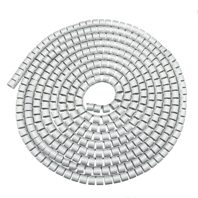 Harfington 15mm Flexible Spiral Tube Cable Wire Wrap Computer Manage Cord Gray 5M