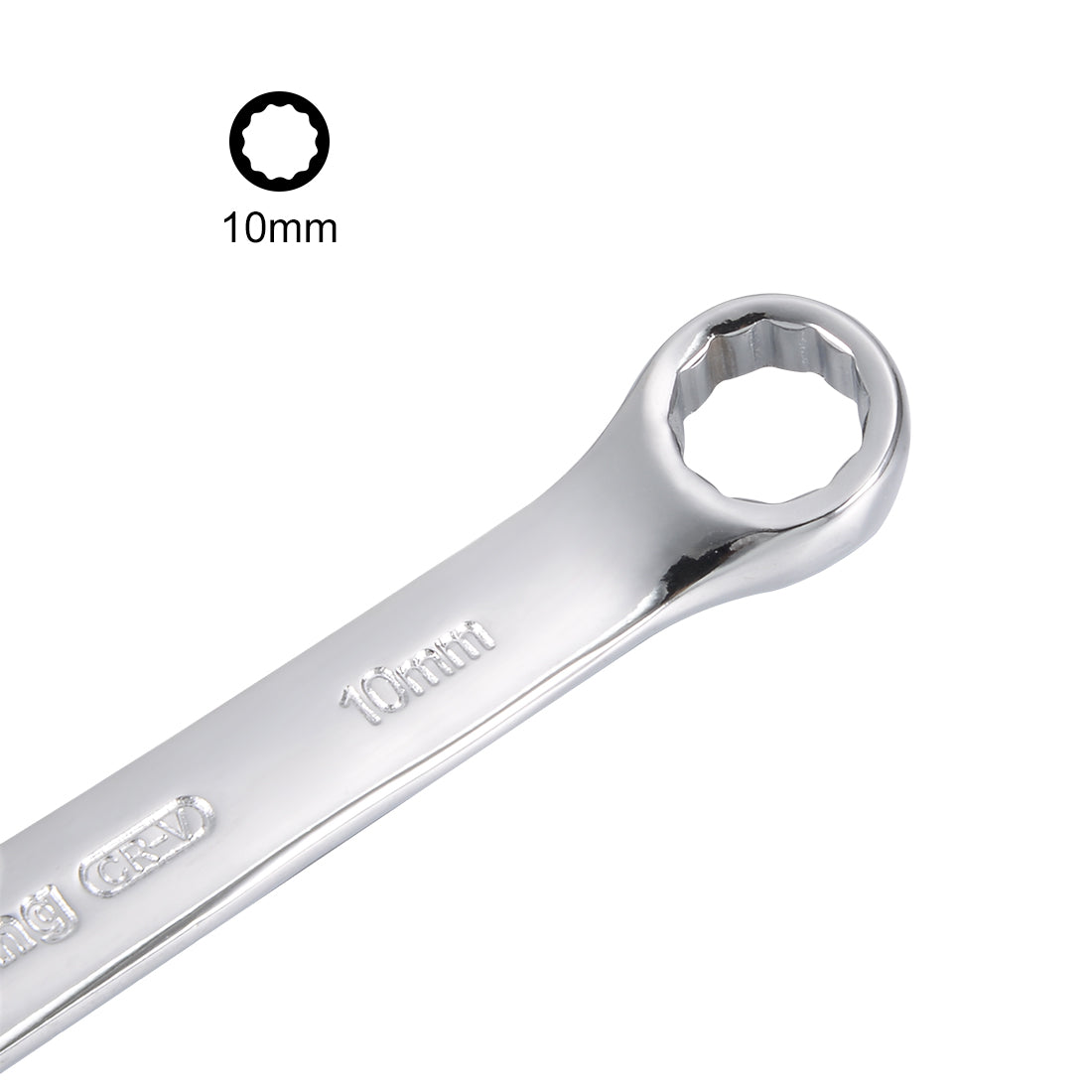 Harfington Metric 10mm 12-Point Box Open End Combination Wrench Chrome Finish, Cr-V