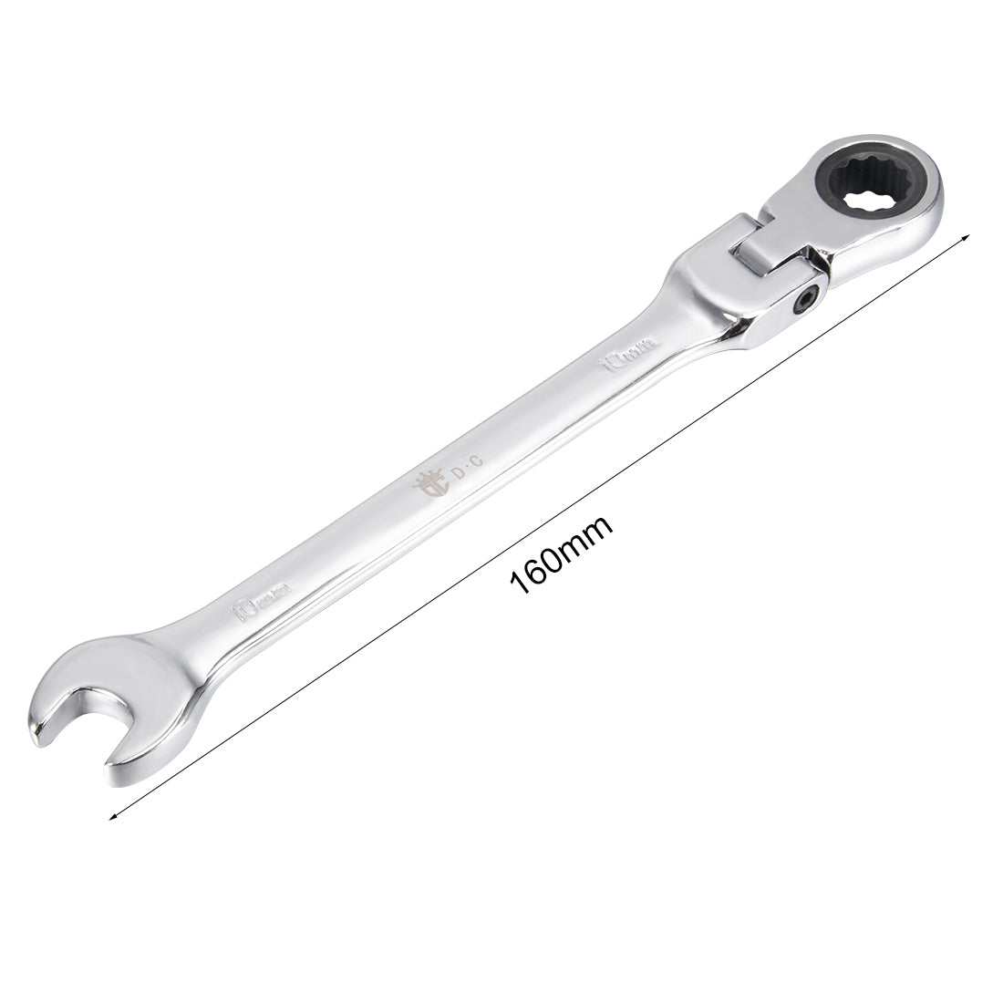 Harfington Metric Box Open Ended Flex-Head Ratchet Combination Wrench Polish Chrome Finish, Cr-V