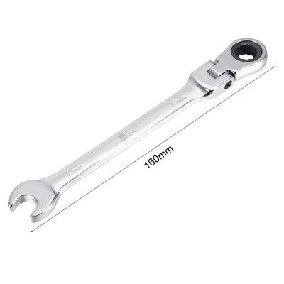 Harfington Metric Box Open Ended Flex-Head Ratchet Combination Wrench Polish Chrome Finish, Cr-V
